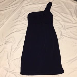 One strap navy cocktail dress